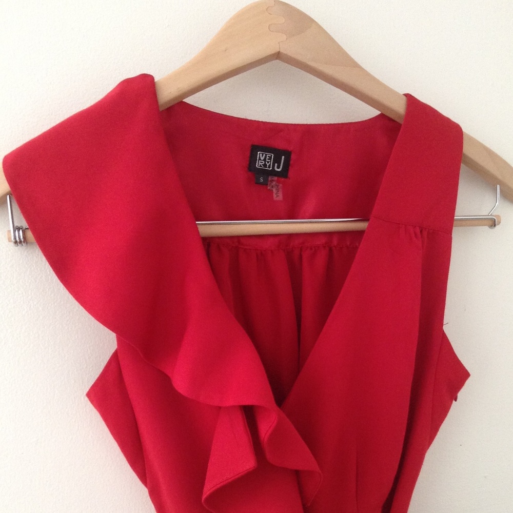 Red Mini Dress (Side Ruffle) - Very J - Small